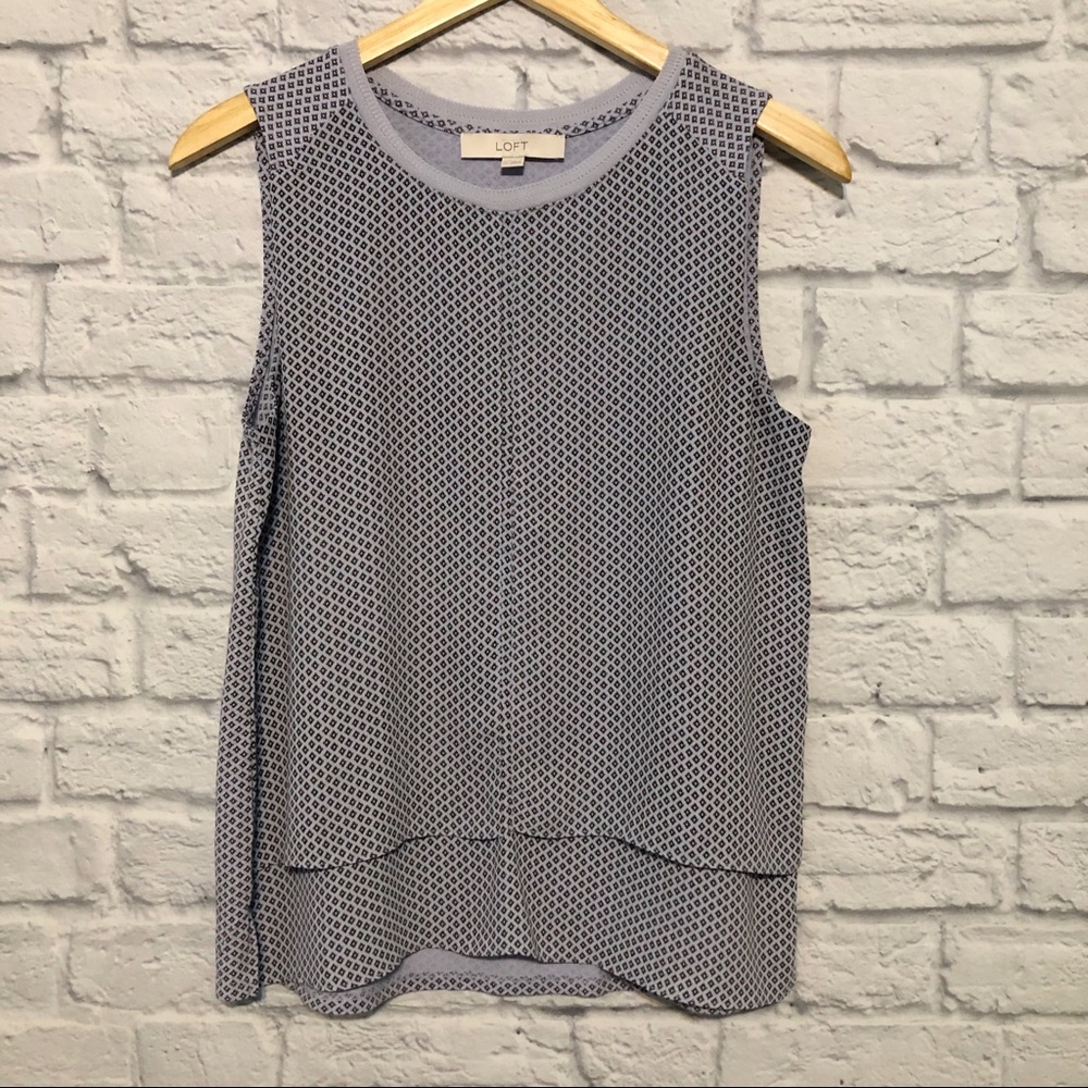 Loft lavender flower pattern mixed media tank